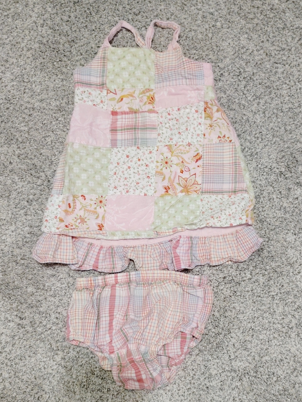 GAP Pink and Pastel Patchwork Sundress with Bloomers